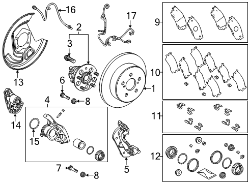 2018 Toyota C-HR Brake Components Hub & Bearing Assembly Diagram for 42450-02270