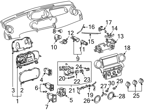 2006 Scion xA Cluster & Switches Cluster Assembly Diagram for 83800-52D40