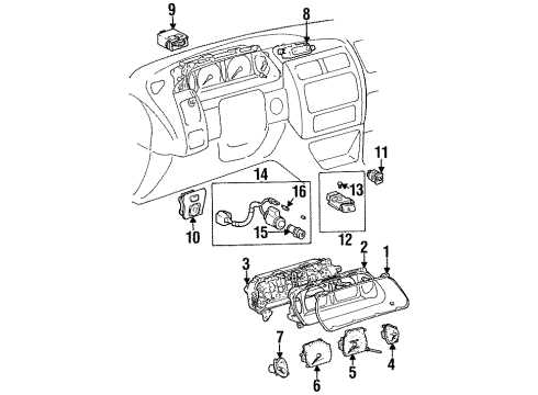 1997 Toyota Avalon Instruments & Gauges Tachometer Assy, Engine Diagram for 83242-07010