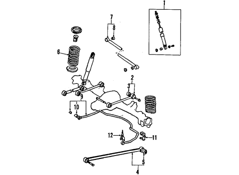 1985 Toyota Cressida Rear Axle, Stabilizer Bar Upper Suspension Control Arm Assembly Diagram for 48710-23070