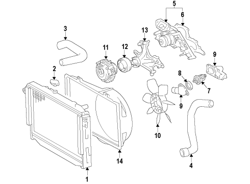 2010 Toyota Tundra Cooling System, Radiator, Water Pump, Cooling Fan Water Pump Assembly Diagram for 16100-09471