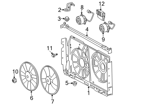 2007 Toyota RAV4 Cooling System, Radiator, Water Pump, Cooling Fan Fan Motor Diagram for 16363-28170