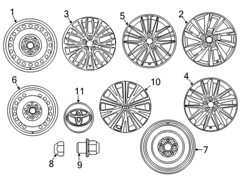 2021 Toyota Camry Wheels, Covers & Trim Spare Wheel Diagram for 42611-06C40