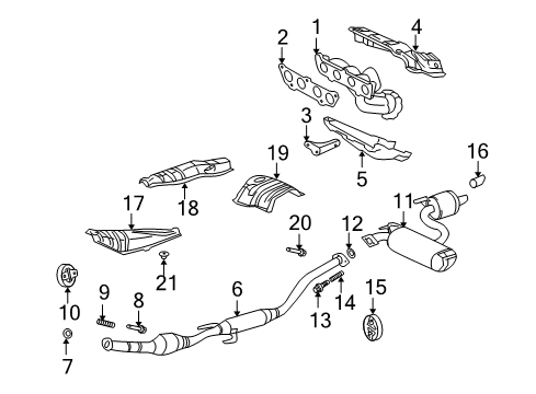2002 Toyota Celica Exhaust Components, Exhaust Manifold Manifold Gasket Diagram for 17173-0D020