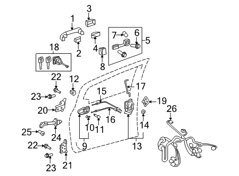 2008 Toyota Yaris Front Door Lock Assembly Diagram for 69310-52340