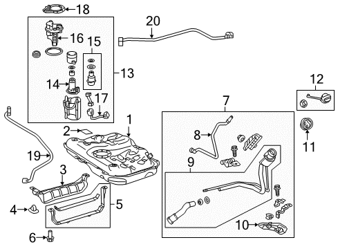 2015 Toyota Camry Fuel Supply Fuel Pump Diagram for 77020-06286