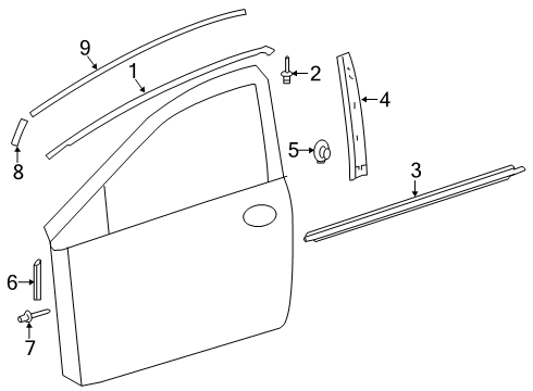 2019 Toyota Corolla Exterior Trim - Front Door Body Side Moldings-Black Sand Pearl (0209) Diagram for PT938-02140-02