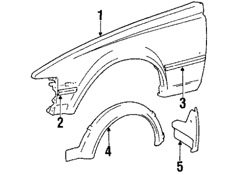 1986 Toyota Celica Fender & Components, Exterior Trim Fender Diagram for 53801-14780