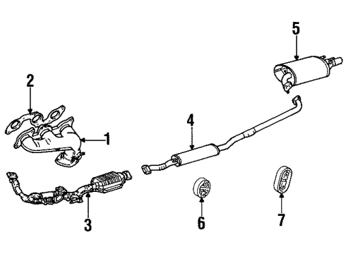 1999 Toyota Avalon Exhaust Components Front Exhaust Pipe Assembly Diagram for 17410-0A170