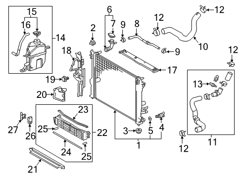 2019 Toyota Camry Radiator & Components Reservoir Assembly Diagram for 16470-F0011