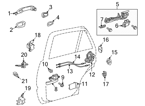 2011 Toyota Land Cruiser Rear Door - Lock & Hardware Upper Hinge Diagram for 68760-60060