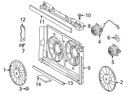 2015 Toyota Prius Plug-In Cooling Fan Fan Blade Diagram for 16361-37010