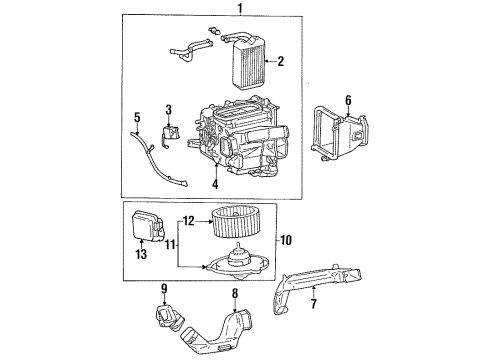 1997 Toyota Celica Heater Core & Control Valve Motor Sub-Assy, Heater Blower, W/Fan Diagram for 87103-20100