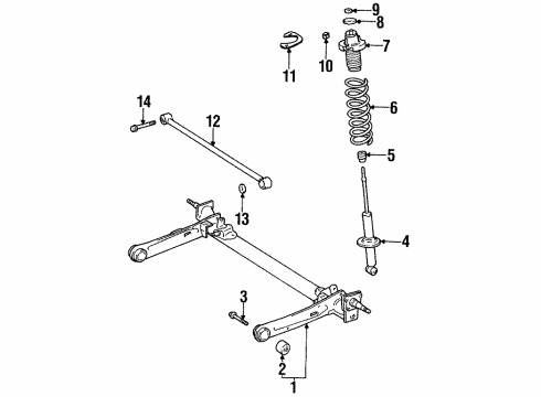 1997 Toyota Paseo Rear Suspension Shock Absorber Diagram for 48530-19576