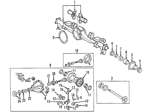2000 Toyota Land Cruiser Rear Axle, Differential, Propeller Shaft Thrust Washer Diagram for 41351-35011