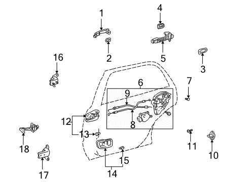 2005 Toyota Highlander Rear Door Lock Cable Diagram for 69730-48030