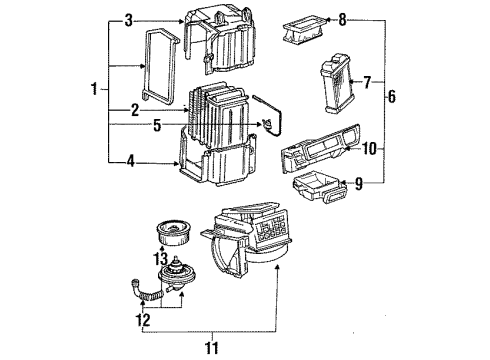 1990 Lexus ES250 Evaporator Components, Heater Components, Blower Motor & Fan Resistor, Heater Blower Diagram for 87138-32030