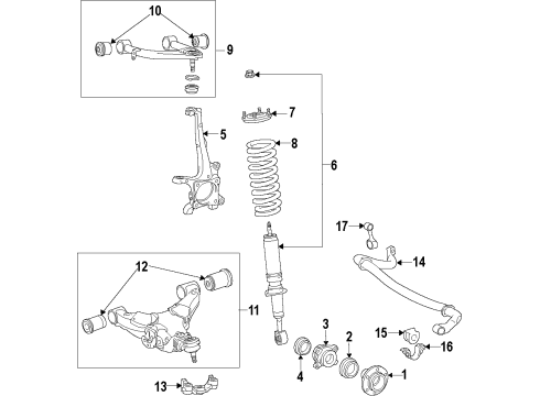 2021 Toyota Land Cruiser Suspension Components, Lower Control Arm, Upper Control Arm, Ride Control, Stabilizer Bar Strut Mount Diagram for 48609-60070