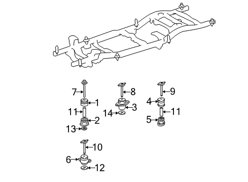 2003 Toyota Sequoia Frame & Components Mount Bolt Diagram for 52217-0C010