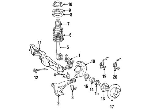 1993 Toyota Tercel Front Suspension Components, Lower Control Arm Lower Control Arm Diagram for 48069-16060