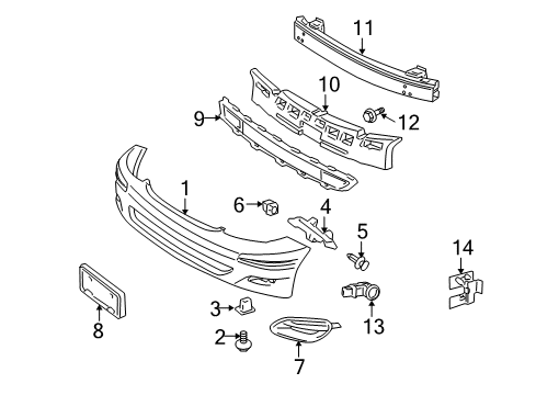 2007 Toyota Sienna Parking Aid Lower Grille Diagram for 53112-AE010
