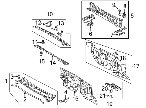 2009 Toyota Tundra Cab Cowl Insulator Pad Plate Diagram for 55229-48010