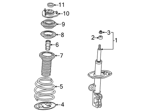 2016 Toyota Mirai Struts & Components - Front Strut Diagram for 48510-69665