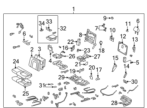 2014 Toyota Land Cruiser Second Row Seats Cup Holder Diagram for 66990-60020-A1