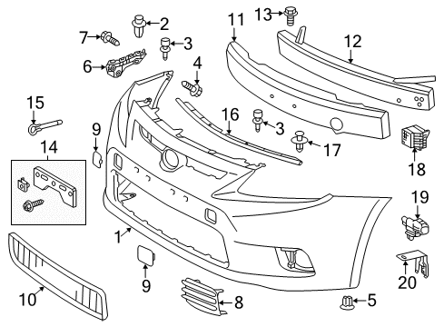 2011 Scion tC Switches & Sensors Lower Grille Diagram for 53112-21050