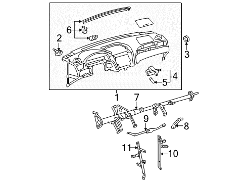2005 Toyota Solara Cluster & Switches, Instrument Panel Center Brace Diagram for 55306-AA020