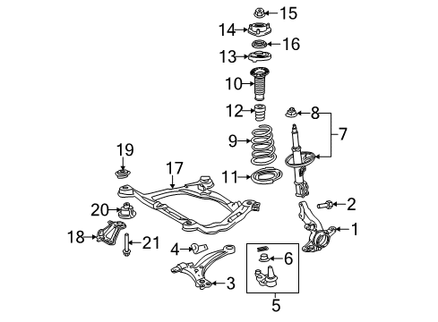 2020 Toyota Sienna Front Suspension Components, Lower Control Arm, Stabilizer Bar Lower Insulator Diagram for 48158-08010