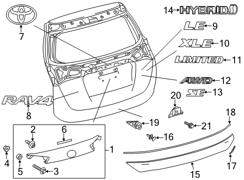 2016 Toyota RAV4 Exterior Trim - Lift Gate Molding Washer Diagram for 90430-05003
