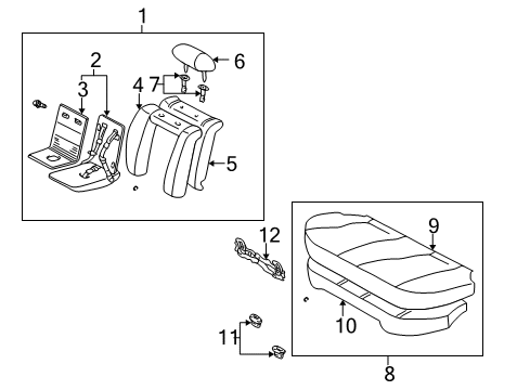 2002 Toyota Corolla Rear Seat Components Rear Seat Back Cover, Right (For Separate Type) Diagram for 71077-02191-E1