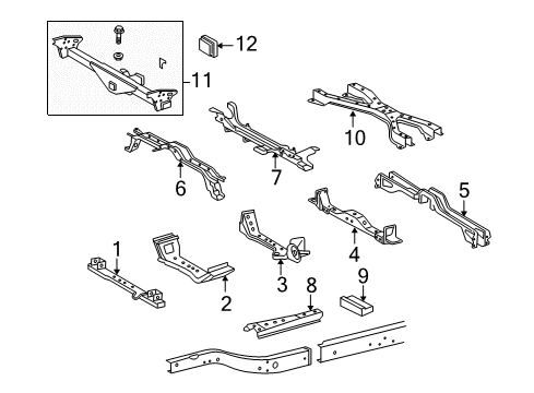 2011 Toyota Tacoma Crossmembers & Components Rear Crossmember Diagram for 51209-04044