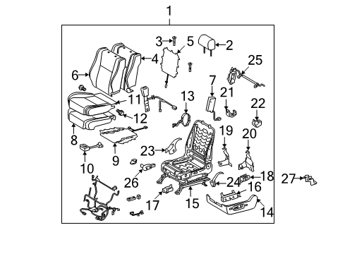 2011 Toyota Tundra Driver Seat Components Cushion Cover Diagram for 71072-0C271-L0