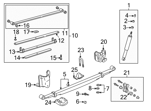 2003 Toyota Tundra Rear Suspension Components, Stabilizer Bar Seat U-Bolt Diagram for 90117-A0005