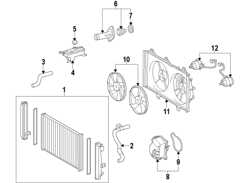 2015 Toyota Avalon Cooling System, Radiator, Water Pump, Cooling Fan Fan Motor Diagram for 16363-0V370