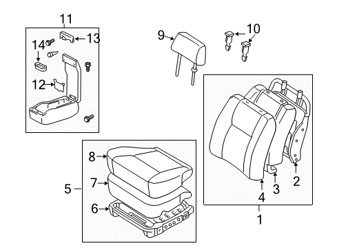 2003 Toyota Tacoma Front Seat Components Cushion Assembly Diagram for 71410-0Y020-E0