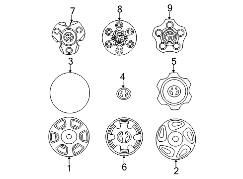 1998 Toyota Tacoma Wheel Covers & Trim Wheel Cap Diagram for 42621-AD020