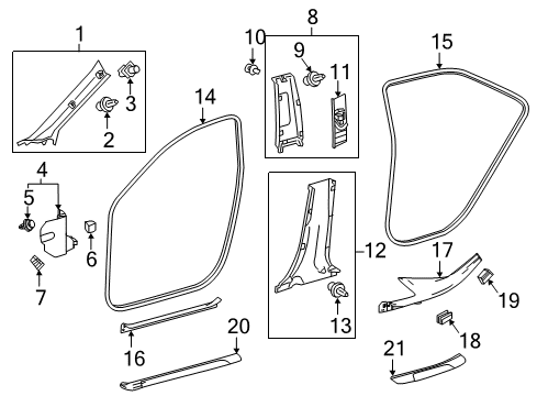 2021 Toyota Camry Interior Trim - Pillars Scuff Plate Clamp Diagram for 62566-32010