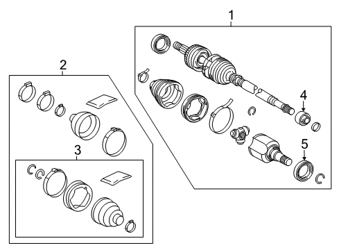 2022 Toyota Prius AWD-e Drive Axles - Front Axle Assembly Diagram for 43410-47040