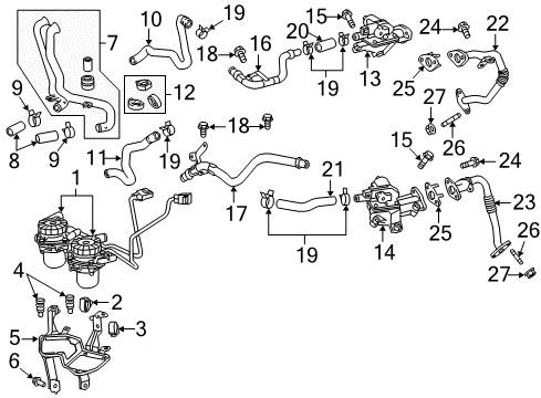 2013 Toyota Tundra A.I.R. System Air Injection Reactor Pump Diagram for 17610-0S010