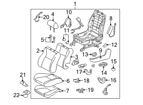 2005 Toyota Corolla Front Seat Components Seat Assembly Diagram for 71200-02K60-B4