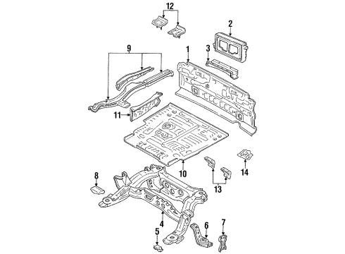 1990 Toyota Cressida Rear Body, Rear Floor & Rails Member Sub-Assembly, Rear Diagram for 51206-22120