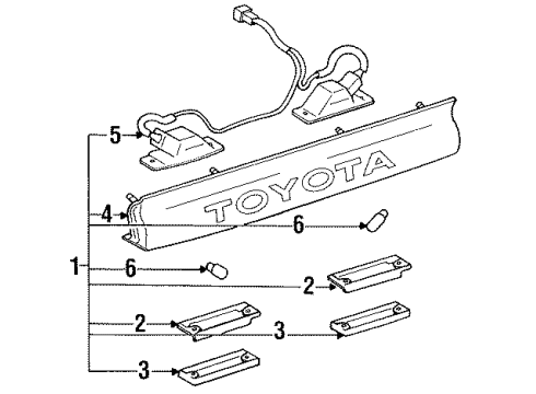 1992 Toyota Previa License Lamps Lens Diagram for 81271-95J07