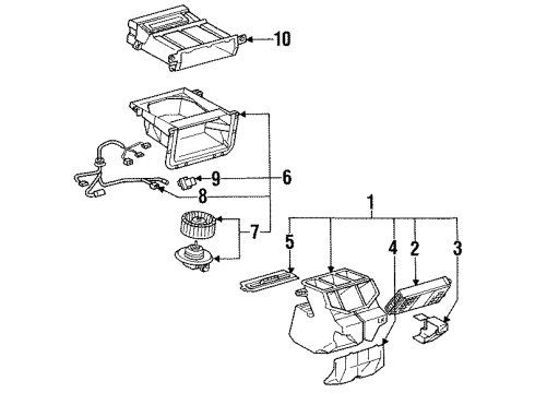 1995 Toyota Previa Heater Core & Control Valve Resistor Diagram for 87138-95D00