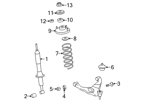 2012 Toyota FJ Cruiser Struts & Components - Front Spring Bumper Diagram for 48304-60120