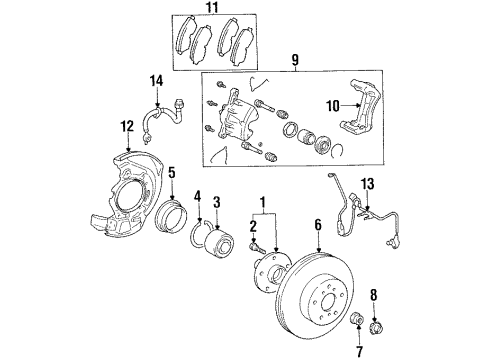 1996 Toyota Avalon Anti-Lock Brakes Cylinder Assy, Front Disc Brake, RH Diagram for 47730-07020