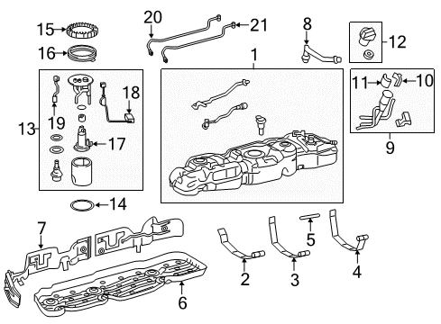 2017 Toyota Tundra Fuel Supply Fuel Tank Assembly Diagram for 77001-0C060