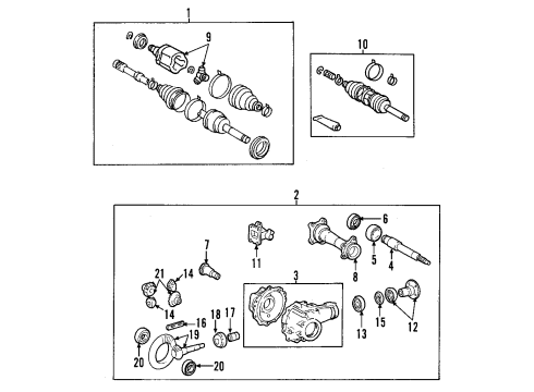 1998 Toyota Tacoma Front Axle, Axle Shafts & Joints, Differential, Drive Axles, Propeller Shaft Actuator Assembly Diagram for 41400-35020